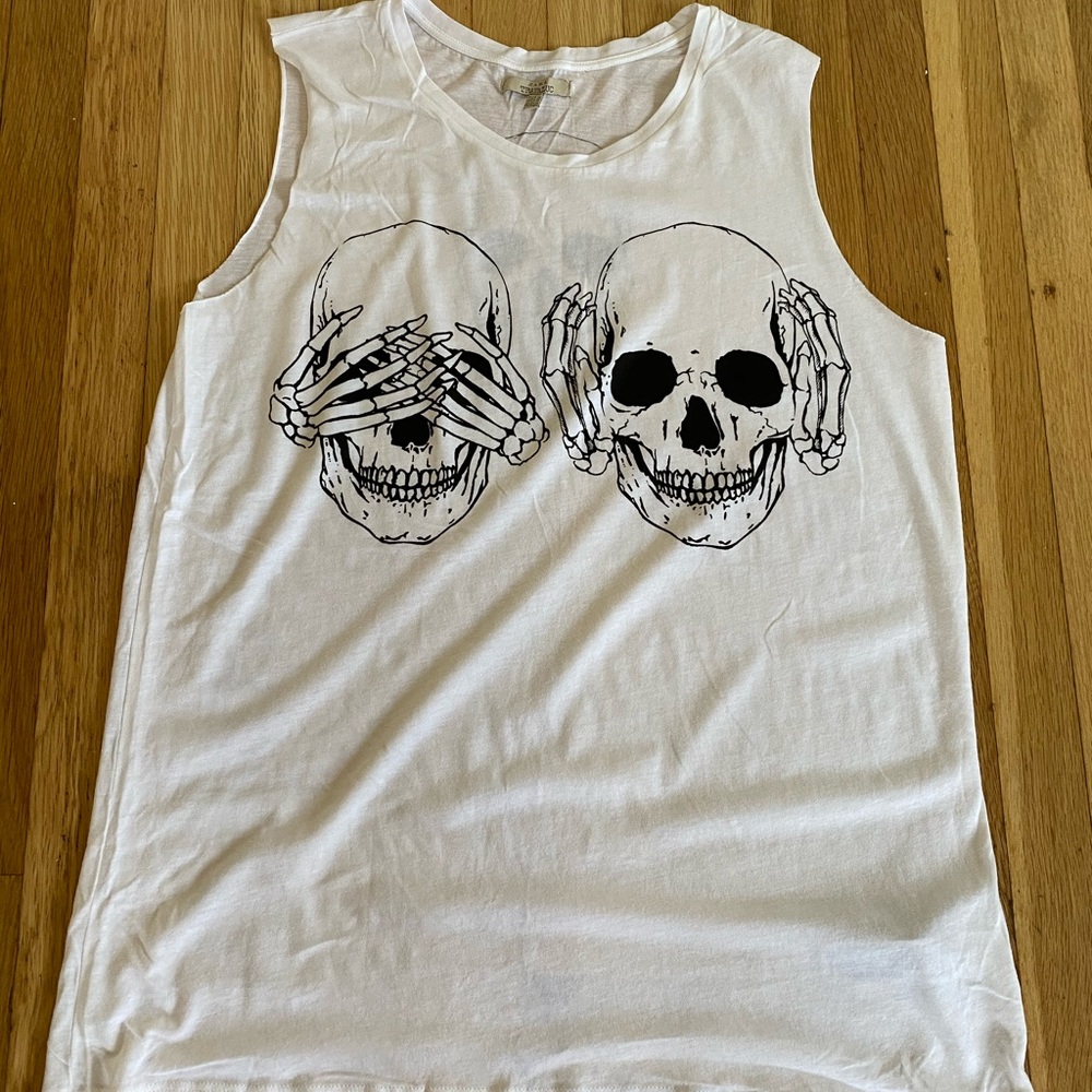 Zara Hear No See No Speak No Evil Skull Tank